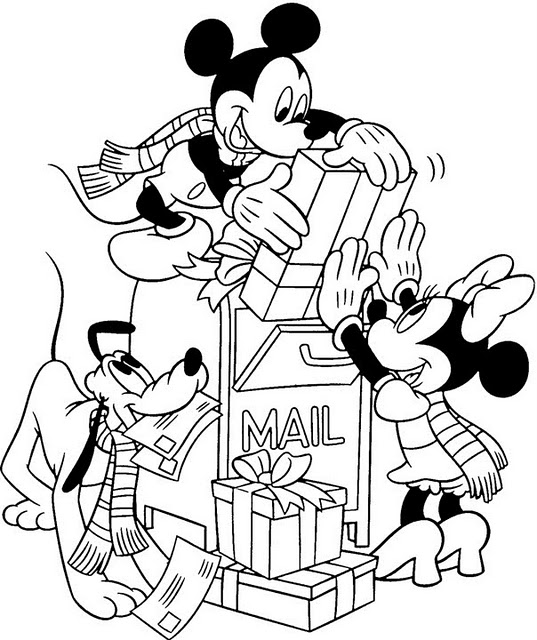 mickey y minnie navidad para colorear