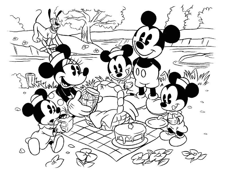 picnic mickey para colorear