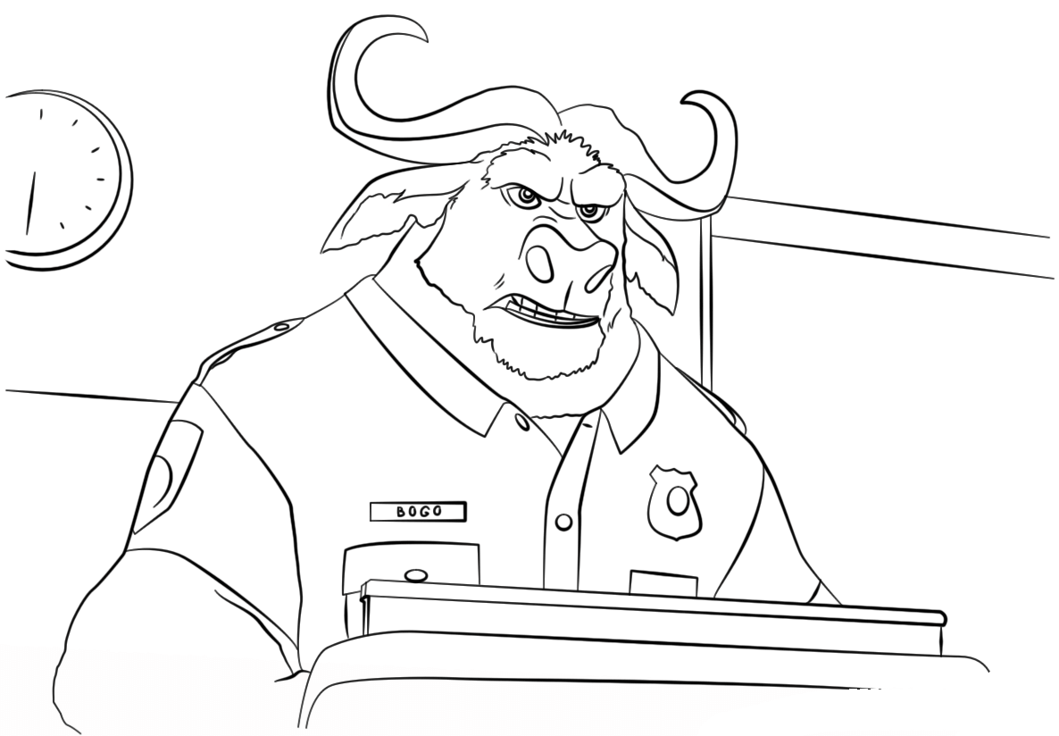 jefe bogo de zootopia para colorear