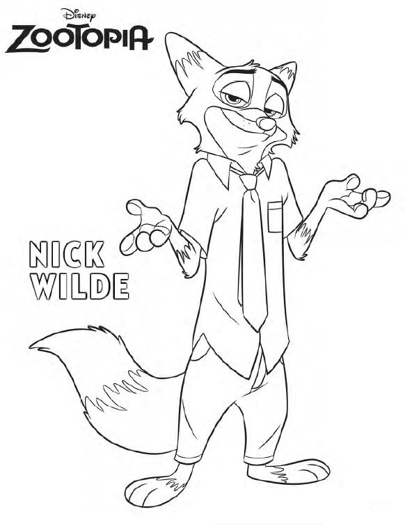 nick de zootopia para pintar