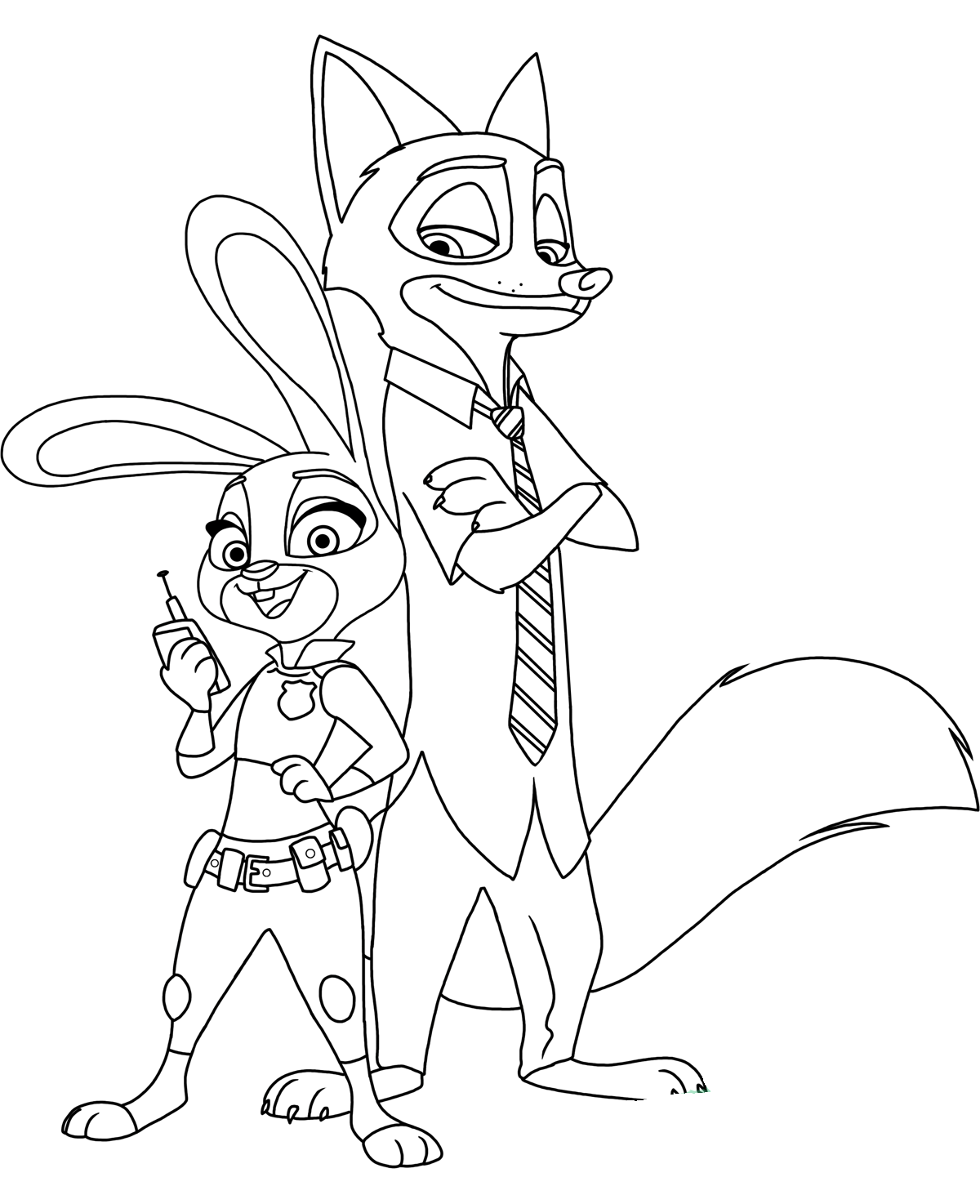 nick wilde y judy hopps para colorear