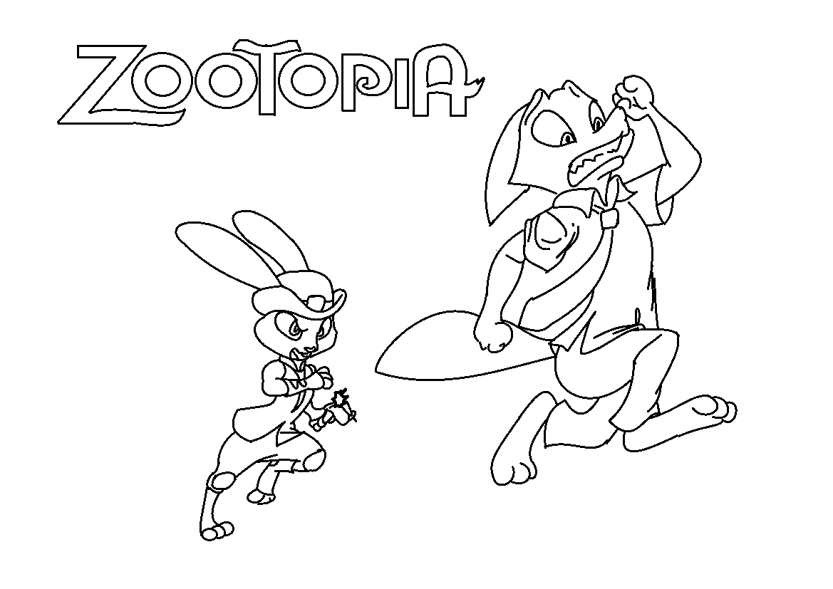 nick y judy de zootropolis para colorear