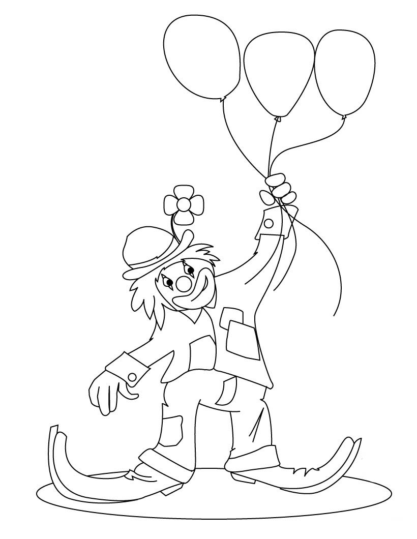 payaso con globos para colorear 1