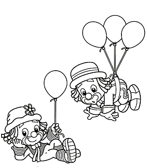 payaso con globos para colorear 2