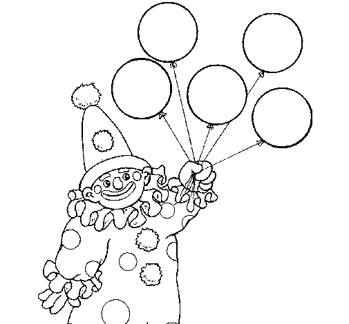 Payaso con globos para colorear e imprimir