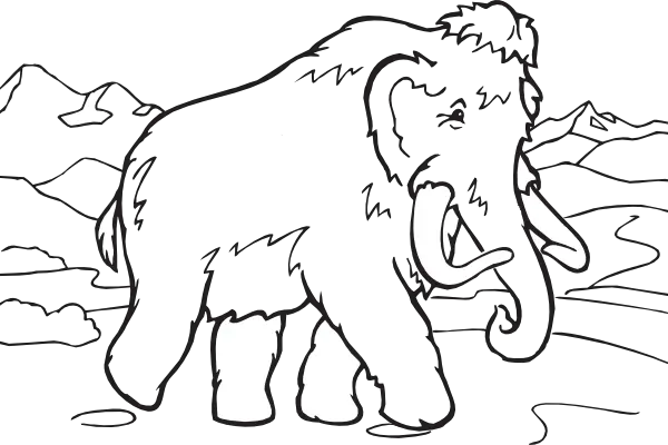 silueta de mamut para colorear