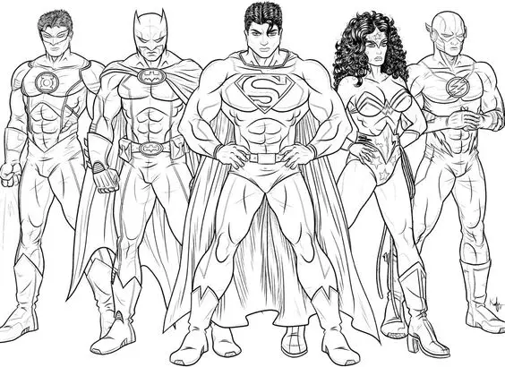 superheroes de liga de la justicia para colorear