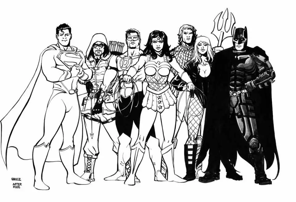 superheroes de liga de la justicia para pintar