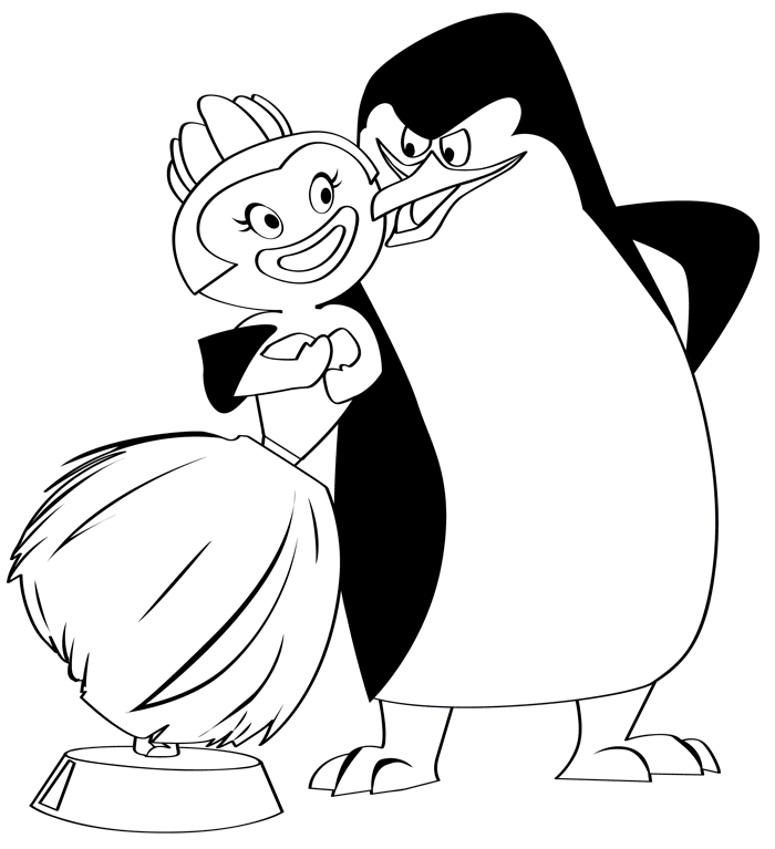 dibujos de pinguinos de madagascar para colorear