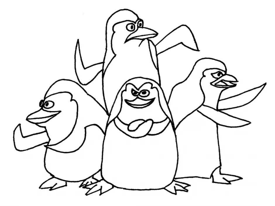 dibujos de pinguinos de madagascar para pintar