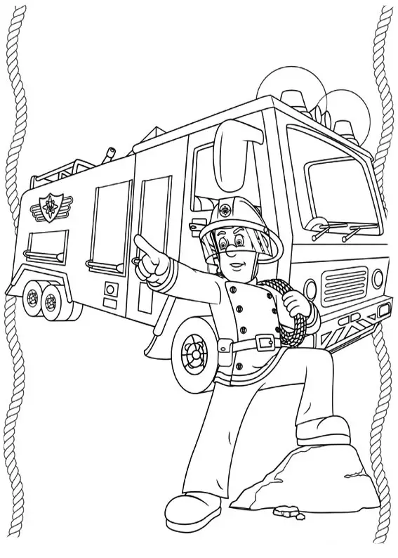 dibujos de sam el bombero para colorera