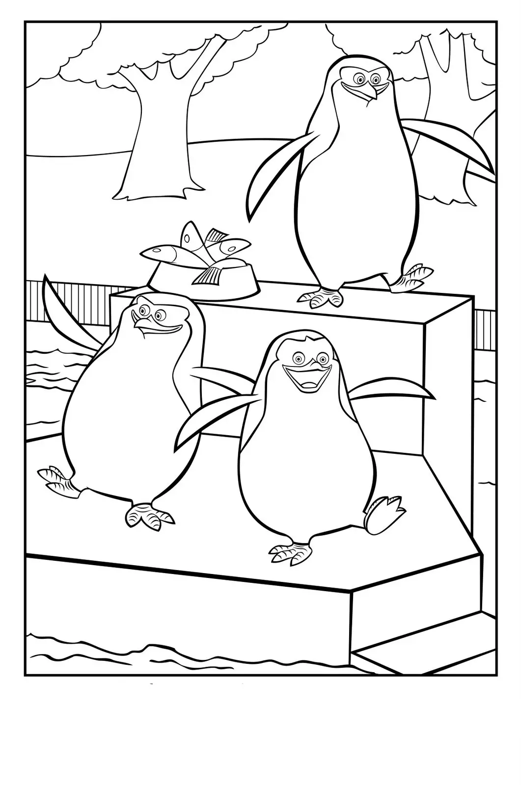 pinguinos de madagascar para colorear